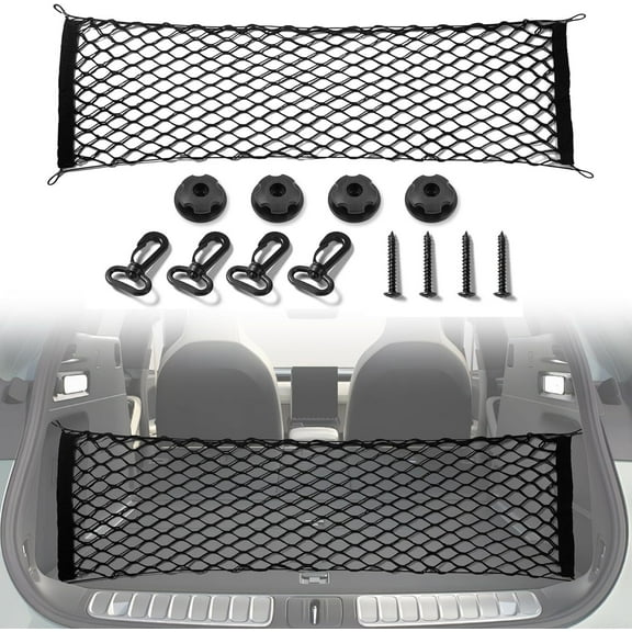 GoXteam Car Rear Cargo Net with Good Elasticity&Tensile Strength Trunk Net Organizer for SUV Truck, Ideal Car Net Keeps Overlanding Accessories (35''x15.7'')