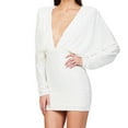 thumbnail image 4 of SMihono Women's Sequin Deep V Neck Long Sleeve Mini Dress Party Clubwear Cocktail Dress Trendy Bodycon Night out Outfit White XXL, 4 of 6
