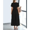 thumbnail image 3 of Vestido casual BTFBM Summer 2025 con cuello en V y manga corta negro, 3 of 9
