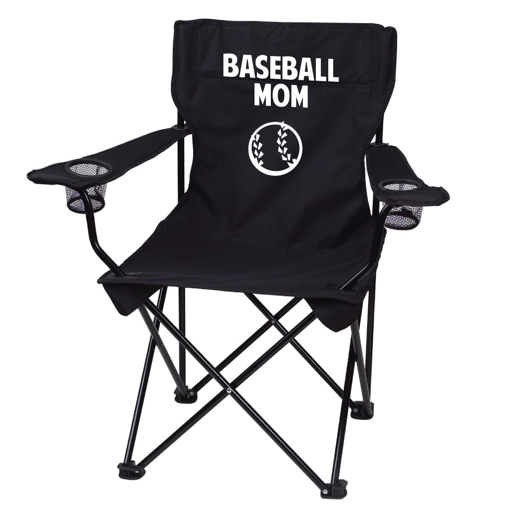 Baseball Mom Black Folding Camping Chair With Carry Bag Com