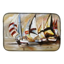Caroline's Treasures Boat Binge Sailboats Dish Drying Mat