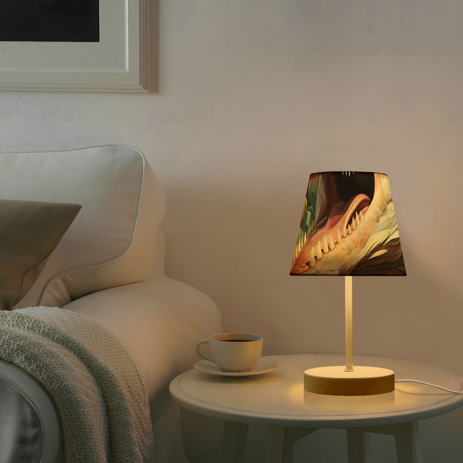 Dinosaur Flowers Leaves LED Desk Lamp Table Lamp USB Bedside Nightstand Small Lamp for Bedroom Living Room Kids Room