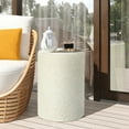 thumbnail image 5 of LuxenHome Patio Side Table, 18'' Cream with Speckled Gray Cement Round End Table,Accent Table for Outdoor Indoor, Garden Stool Plant Stand, 5 of 11