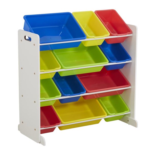 Kids Toy Plastic Organizers and Storage with 12 Colorful Plastic Bins ...