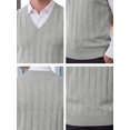 thumbnail image 7 of DARING DIVA Men's Solid Cable Knit V-Neck Ribbed Pullover Sweater Vest XL Light Gray, 7 of 7