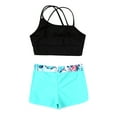 thumbnail image 4 of Nyeemya Kids Girls 2 Piece Gymnastics Dance Sport Outfits Crop Top with Shorts Active Set Athletic Leaf 10, 4 of 5