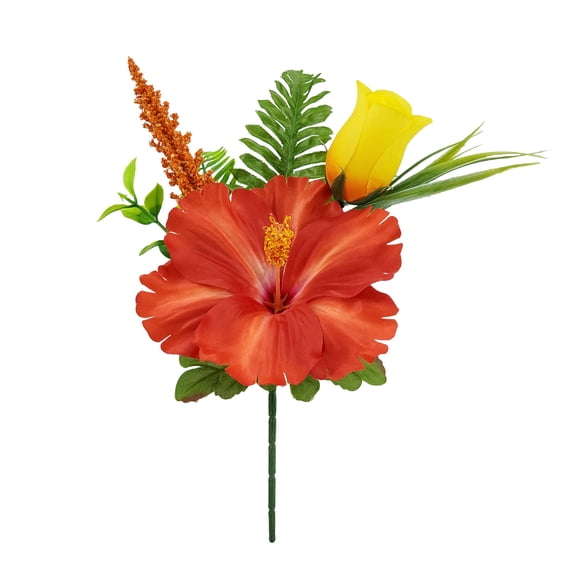 Mainstays 12''H Indoor Artificial Hibiscus Mix Pick, Orange Color.