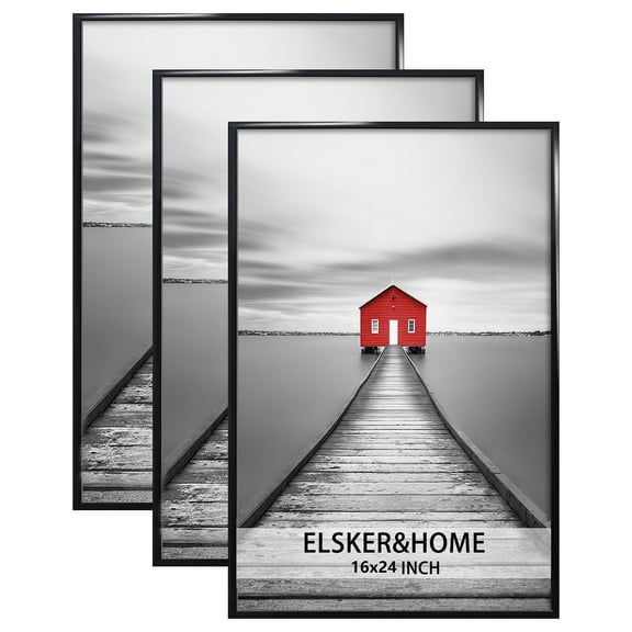 ELSKER&HOME 16x24 Poster Frame 3 Pack, Black Picture Frame for Horizontal or Vertical Wall Mounting