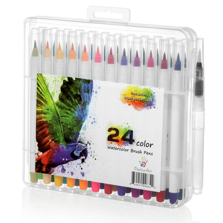 Watercolor Brush Pens 24 Paint Markers with Flexible