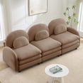thumbnail image 2 of Miekor Furniture Teddy Fabric Soft Cloud-like 3-Seat Sofa,Curved Backrest and Armrest with Curved Lumbar Pillows, Modular 3 Seater Couch with Supportive Double-layer cushion, Camel No6969, 2 of 9