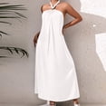 thumbnail image 2 of CHUMUD Summer Dress for Women Beach Boho Sleeveless Halter Tie Backless Strappy Loose Flowy Satin Vacation Maxi Dress Wedding Guests Long Dress, 2 of 5