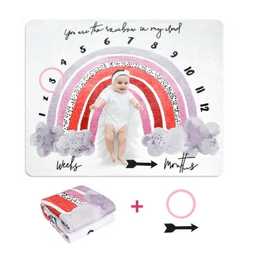 Baby Monthly Milestone Blanket Girl, Memory Blanket for Newborn Baby ...