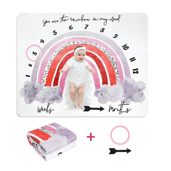 1 juego de manta de franela para bebé, manta mensual con marcador de marco y manta de hitos.