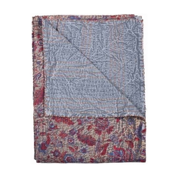 Kantha Cotton Throw Blanket - Vibrant Patchwork - 50 x 70 in. - Handcrafted