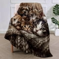 thumbnail image 3 of Cuddly Kittens and Puppy Blanket Gifts for Women, Cat and Dog Flannel Blanket, Soft Warm Lightweight Throw Blankets for Bed Couch Home Travel Decor 50" x 60", 3 of 6