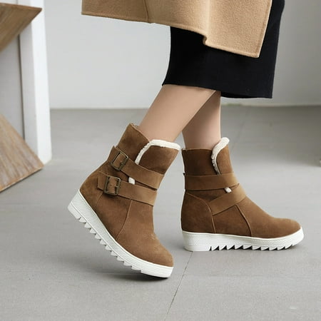 

TIANEK Shoes For Women Snow Boots Autumn And Winter Round Toe Fashion Warm Furry Short Boots Large Size Boots Women s Boots