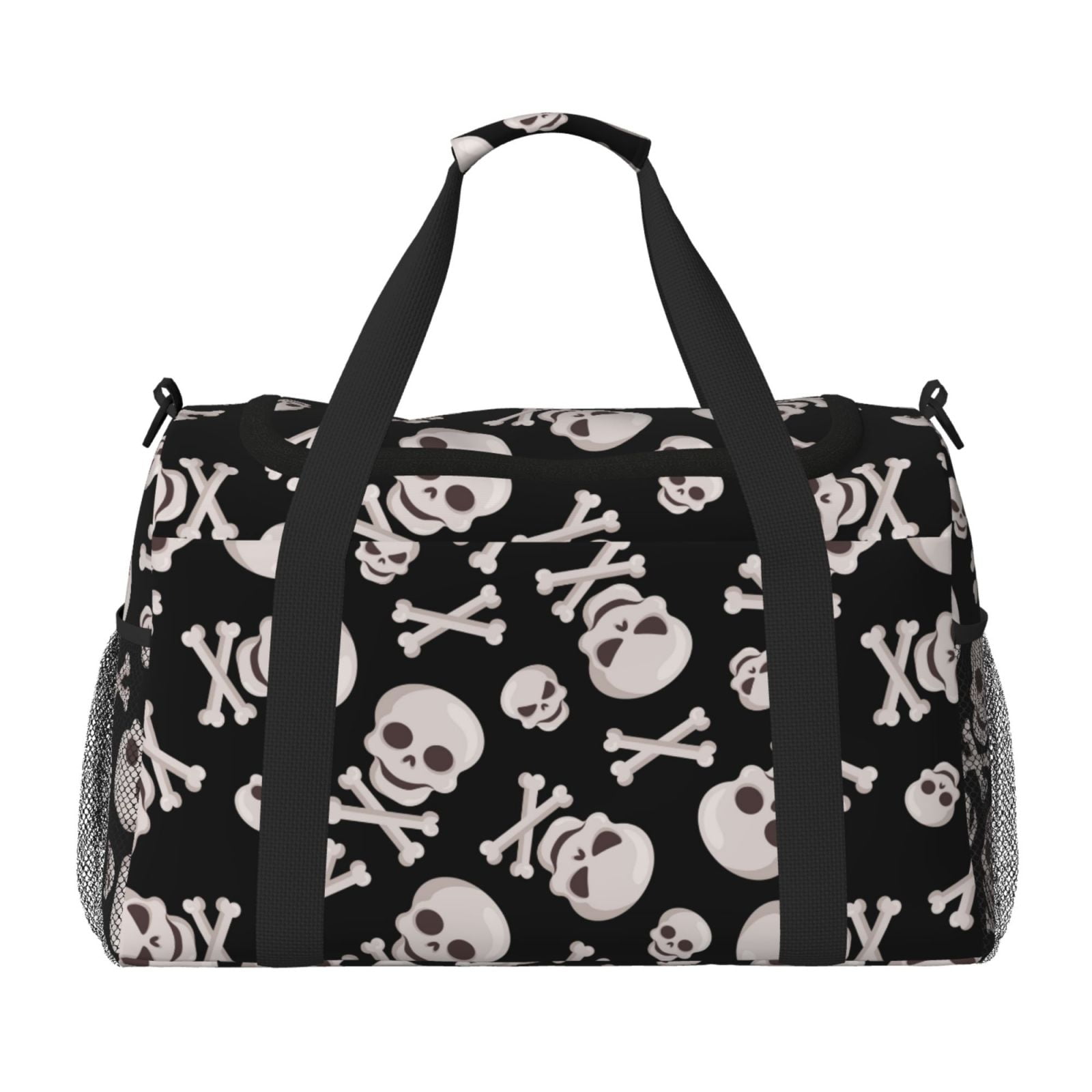 Horeoi black white Skull bone for Travel Duffle Bag with Adjustable Strap - Large Capacity Hand Carry for Gym Sports Outdoor