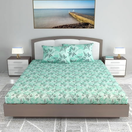 King Size Double Bedsheet With 2 Pillow Covers – 108 X 108 Inches Aqua Mist | Ideal For Gifting Diwali Dussehra – Soft & Smoothing Touch Bedsheet