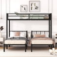 thumbnail image 2 of Seetaras Twin XL Over Twin&Twin Size Bunk Bed for 3,Metal Triple Bunk Bed with Guardrails, L Shape 3 Bed Bunk Beds with Ladder, Easy Assembly, No Need Box Spring, 2 of 8
