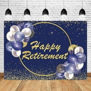 Gold & Blue Retirement Backdrop: Golden Circle Retired Party Background for Photography - Women Men Retirement We Will Miss You Farewell Parties Centerpiece Banner