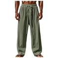 thumbnail image 1 of Zszcpp Wide Leg Pants Men'S Loose Large Size Long Suitable Daily Life Solid Lace Up Lounge Trousers Casual Trouser Linen, 1 of 9