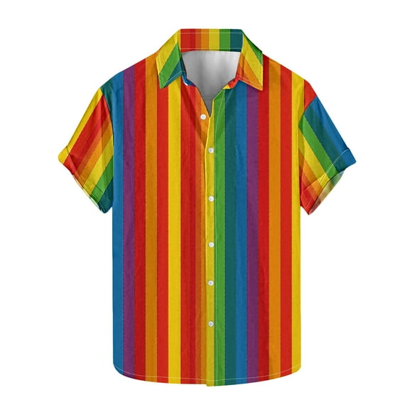Jgppe Men's Stripe Summer Shirt Button down Casual Short Sleeve Collar Beach Shirts Travel Dress Shirts