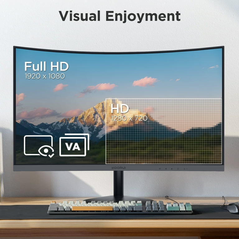 KOORUI 24 inch FHD Curved Computer Monitor, 1800R LED Display