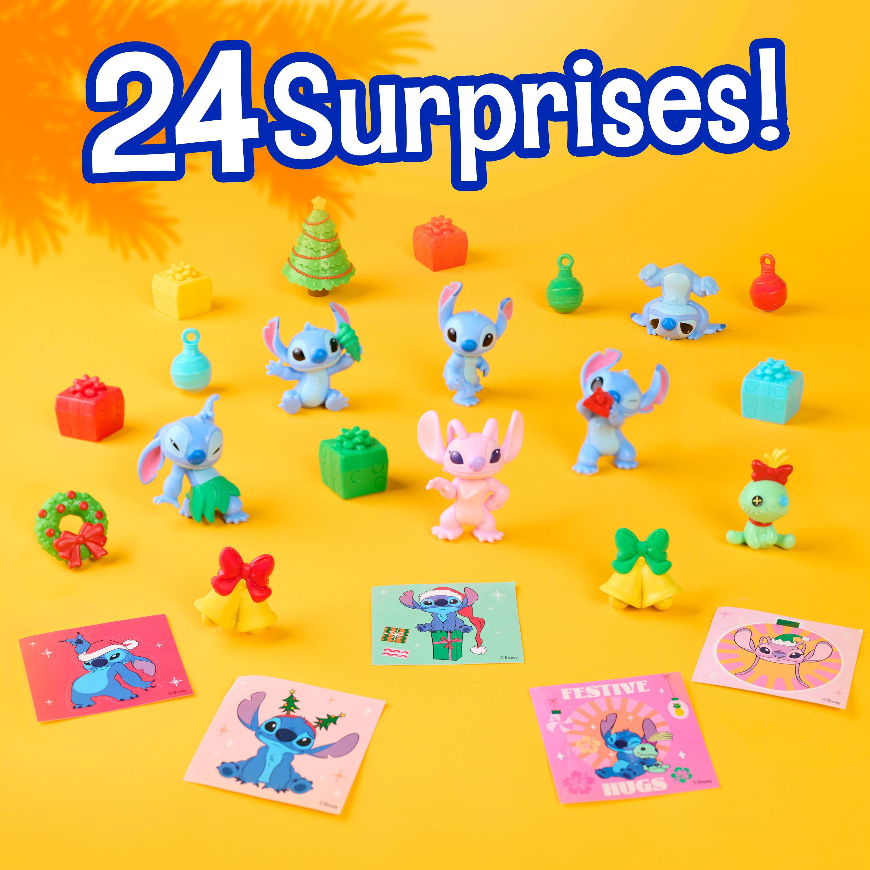 Disney Stitch Advent Calendar, 24-Day Holiday Countdown with Figures, Accessories, and Stickers, Kids Toys by Just Play, Ages 3+