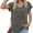 Dark Gray, variant on Womens Boho Skeleton Print V Neck Short Sleeve Top Casual Summer Loose Tee