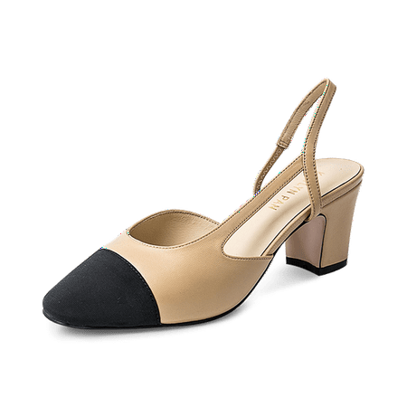 

Two Tone Block Heel Slingback Sandals