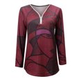 thumbnail image 4 of Camiseta de manga larga con cuello en V y cremallera suelta con estampado informal a la moda para mujer Pompotops  gfhjh11339, 4 of 5