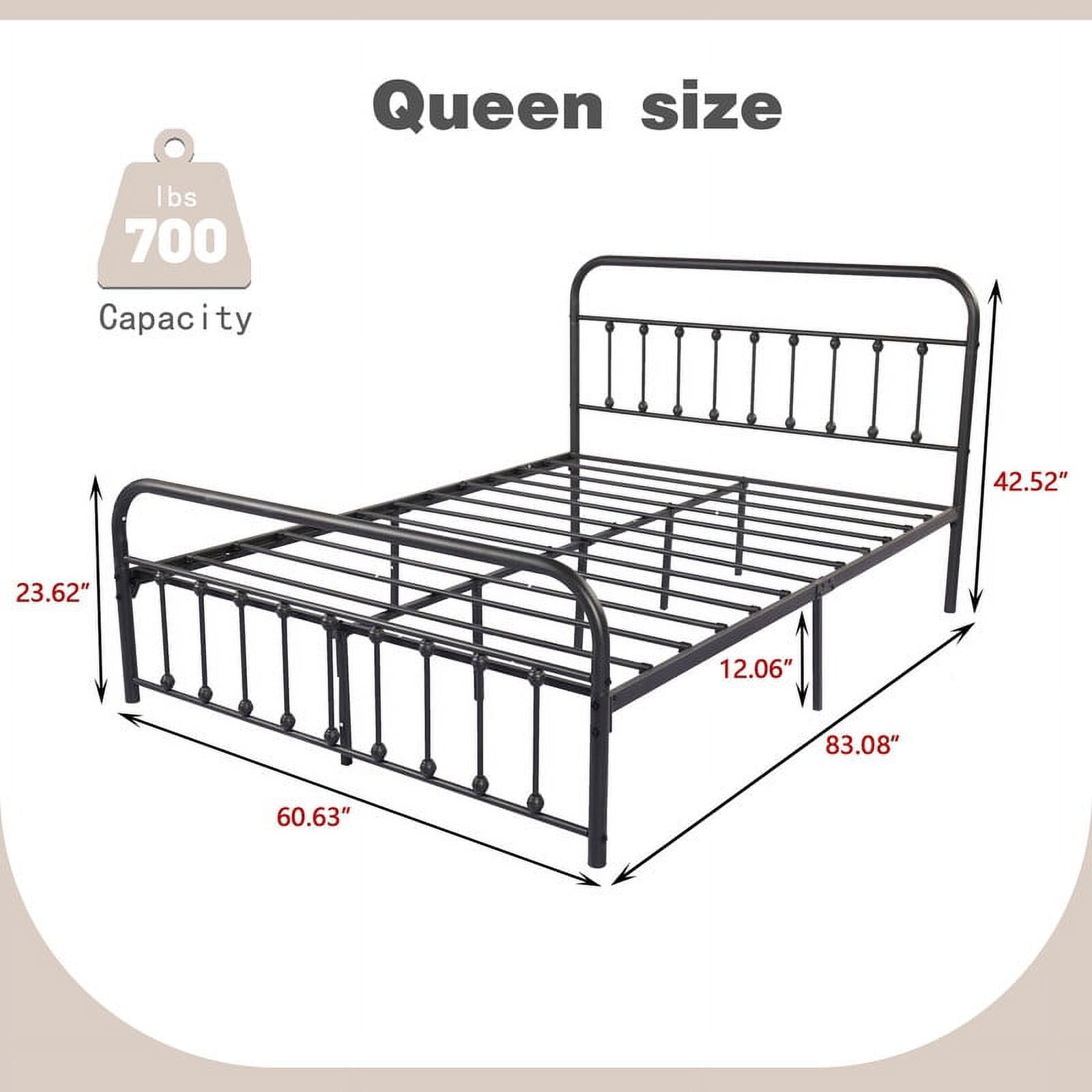 alazyhome Simple Vintage Queen Metal Platform Bed Frame, Easy-Assembly, Black