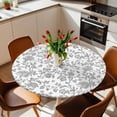 thumbnail image 2 of Grey Pastoral Flower Elastic Fitted Round Table Cover Farmhouse Floral Waterproof Outdoor Tablecloth for Holiday Party, Picnic, Patio & Dining Fits Tables Up to 45"-54", 2 of 8