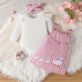 thumbnail image 2 of NOLDARES Baby Girl Suspender Skirt Outfits Long Sleeves Fall Winter Spring Clothes(Pink,9-12 M), 2 of 9