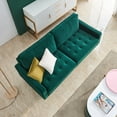 thumbnail image 2 of Rhomtree Modern Upholstered Velvet Sofa with 2 Throw Pillows, Emerald, 2 of 8
