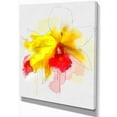 thumbnail image 2 of Yellow Iris Flower with Red Splashes - Floral Canvas Art Print, 2 of 3