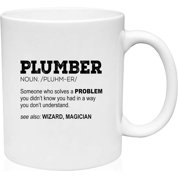 Coffee Mug Plumber solves a Problem in a way can't understand White Coffee Mug Funny Gift Cup