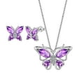 thumbnail image 6 of Purple Butterfly Jewelry Amethyst February Birthstone Jewelry Set Fine Necklace/Earrings 925 Sterling Silver Women Birthday Mother's Day Gifts, 6 of 10