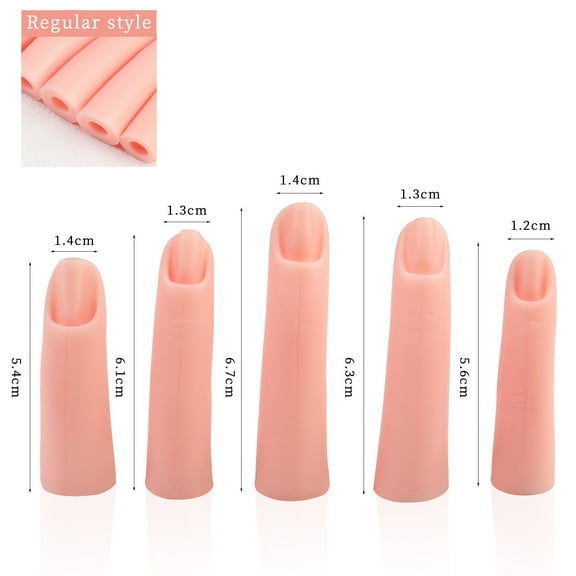 Tuscom Fake Finger for Nail Art Practice - Artificial Nail Training Hand Model - 5 Pcs Mannequin Fingers with Stand