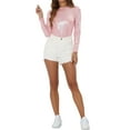 thumbnail image 2 of INSPIRE CHIC Women's Top Long Sleeve Sparkly Glitter Shiny Metallic Tops L Pink, 2 of 6