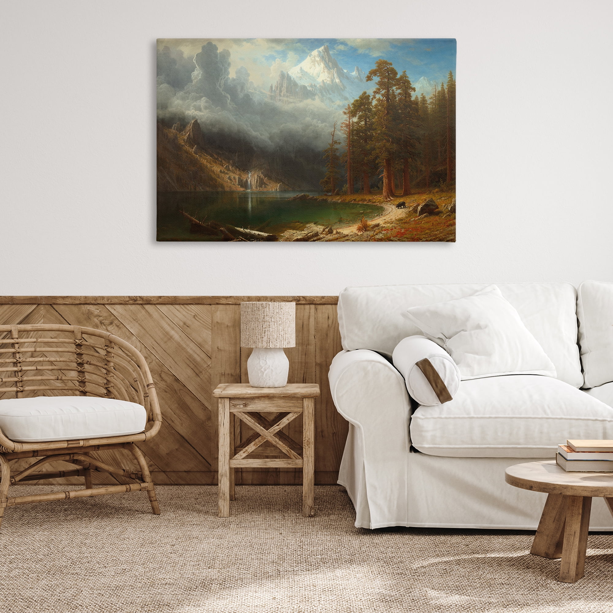 Stupell Industries Classical Bierstadt Mount Corcoron Landscape & Nature Painting Wrapped Canvas Art Print Wall Art, 45 x 30