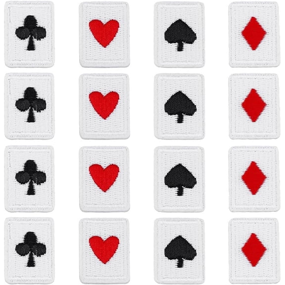 Polyester 1 box 48pcs 4 style Playing Card Theme Polyester Embroidery Cloth Iron on/Sew on Patches Costume Accessories Rectangle Mixed color 27x19x2mm 12pcs/style