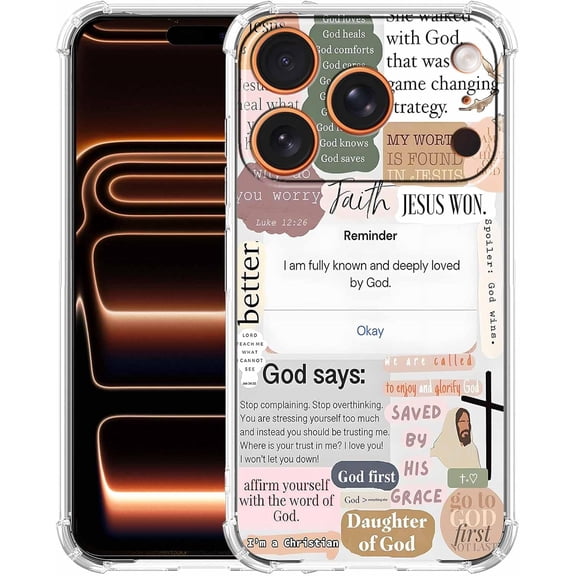 Bible Verses Christian Jesus Quotes Collage Pattern Phone Cover, Trendy Soft TPU Protective Case for iPhone 17 Pro, #2