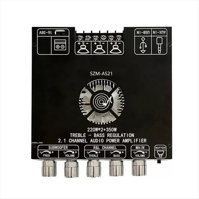 Módulo Amplificador de Potencia Digital -AS21 de 2.1 Canales TPA3255 con Bluetooth 5.1, Subwoofer de Tonos Altos y Bajos, 220 W X 2 + 350 W