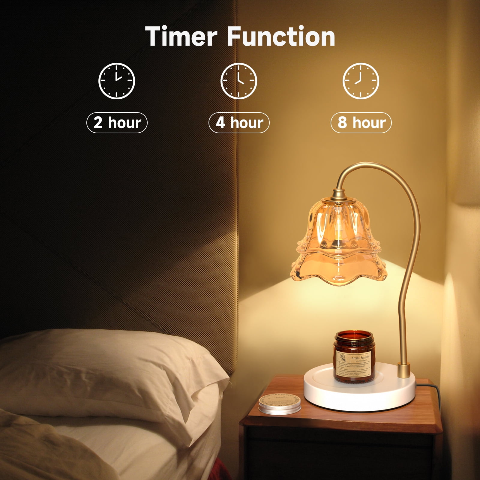 TOPTENG Candle Warmer Lamp, Dimmable Lantern with Timer, Wax Melt for Scented Candles, Compatible with Small & Large Jar, with 2 Light Bulbs Flower