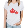 thumbnail image 1 of Fiudx Ofertas de La Semana Camiseta Básica de Verano de Manga Corta Informal para Mujer, Blusa con Estampado de Hoja de Arce Del Día de Canadá, Camiseta con Cuello Redondo, 1 of 3