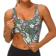 thumbnail image 3 of Picia Retro Bunny Floral Sports Bra for Women,Padded Strappy Sports Bras Medium Support Yoga Bra with Removable Cups,Running Yoga Bra-Medium, 3 of 9