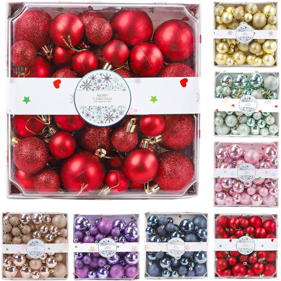 Stijggn 24pcs Colored Christmas Balls Decoration Christmas Outdoor Decorations Shatterproof Xmas Balls Ornament, Hanging Ball Ornament for Xmas Tree Holiday Decor