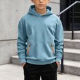 thumbnail image 2 of Staki Baby Toddler Kid Boy Solid Casual Pocket Hoodie Sweatershirt Pullover 4-15Y(Light Blue,14-15 Years), 2 of 4