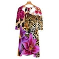thumbnail image 6 of Leopard Lilies Vibrant Jungle Print Sweetheart Knot Flared Dress Fashion Design Large Size Loose Dress Spring Summer Women Dress, 6 of 9